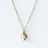 Small White Pearl Necklace with Diamond Dot