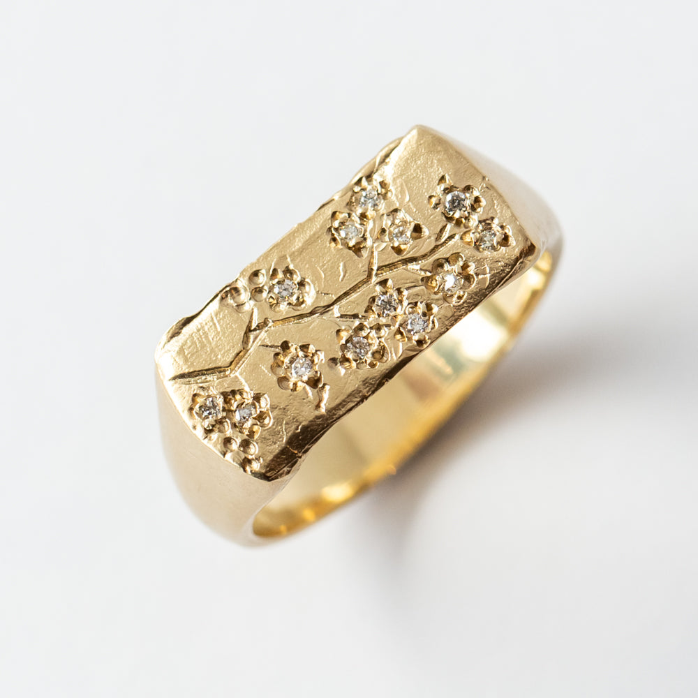 Cherry Blossom Bar Signet Ring