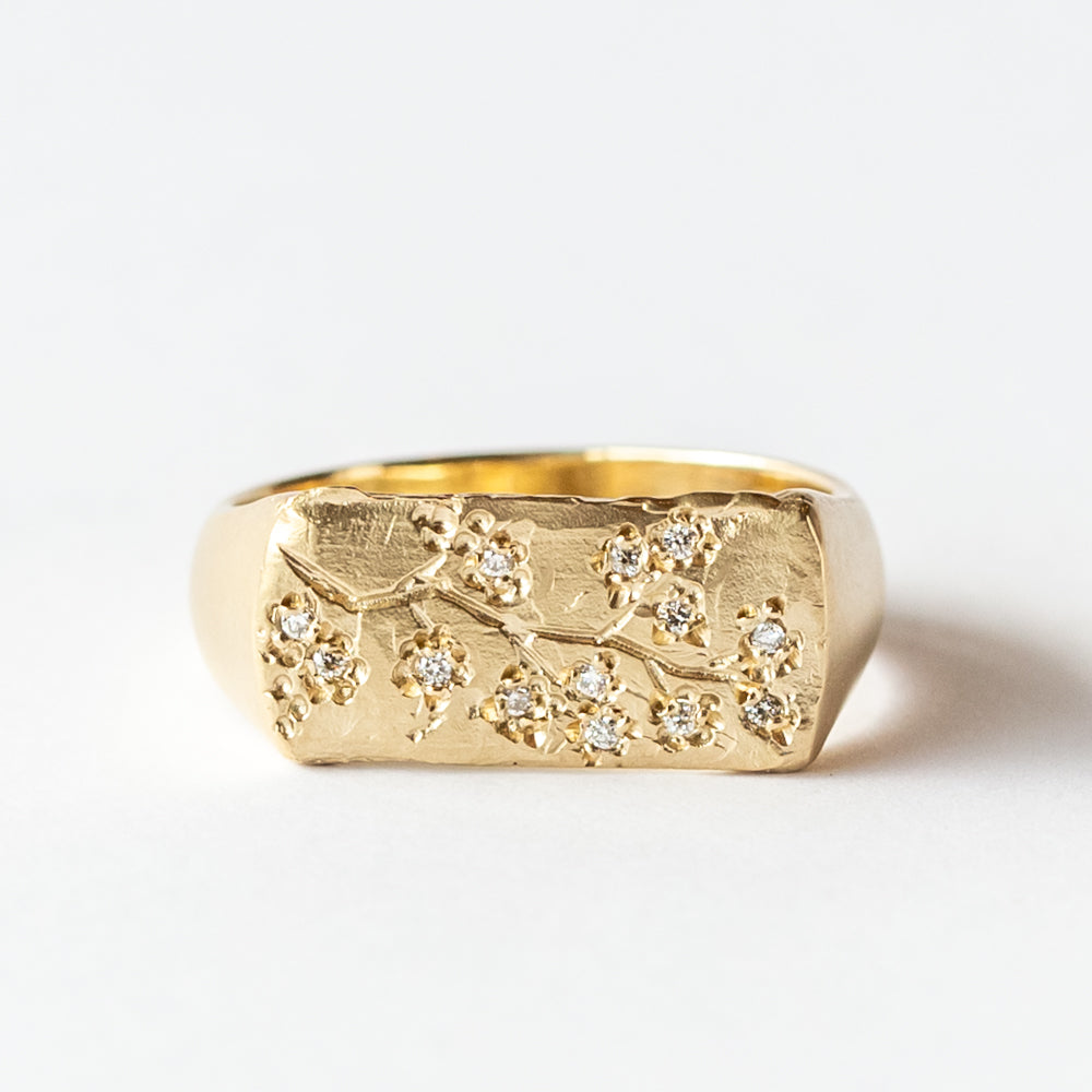 Cherry Blossom Bar Signet Ring