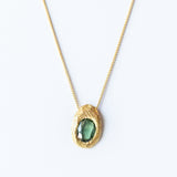 Freeform Dark Green Sapphire Slider Necklace