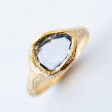 Denim Blue Sapphire Hand-Carved Signet Ring