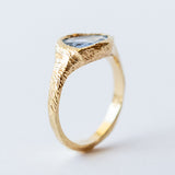 Denim Blue Sapphire Hand-Carved Signet Ring