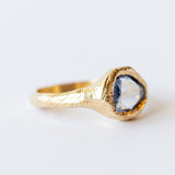 Denim Blue Sapphire Hand-Carved Signet Ring