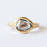 Denim Blue Sapphire Hand-Carved Signet Ring