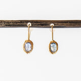 Denim Blue Oval Sapphire Fixed Hook Earrings