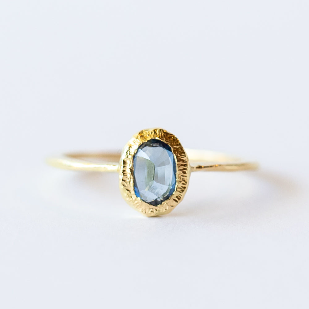 Oval Denim Blue Sapphire Ring