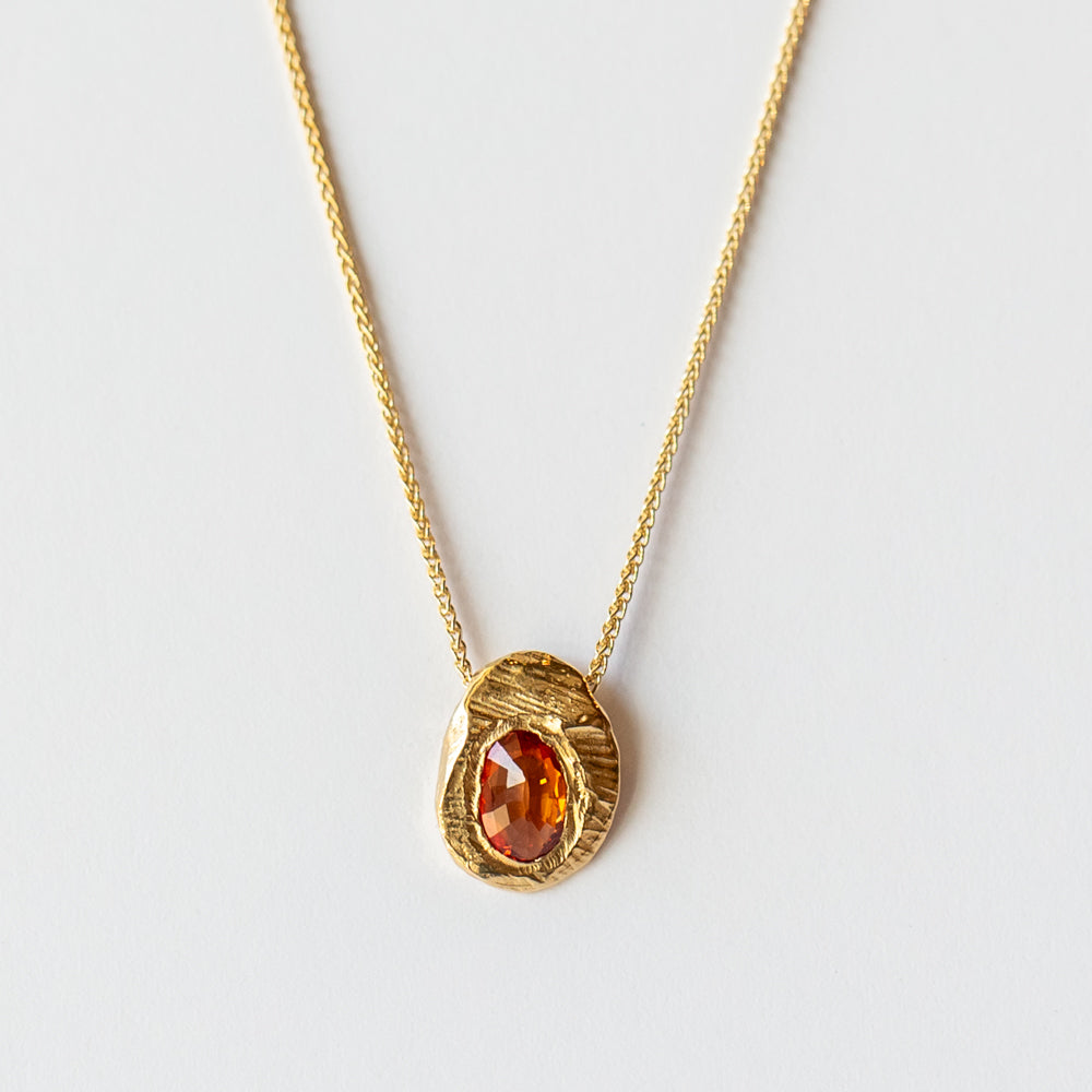Oval Orange Sapphire Slider Necklace