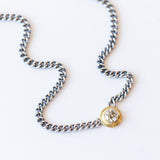 Round Champagne Diamond Curbed Link Necklace