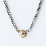 Round Champagne Diamond Curbed Link Necklace