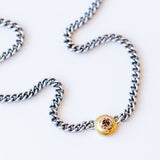 Round Champagne Diamond Curbed Link Necklace