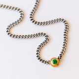 Round Emerald Curbed Link Necklace