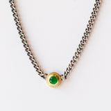 Round Emerald Curbed Link Necklace