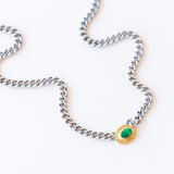 Horizontal Oval Emerald Curbed Link Necklace