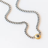 Round Rose Cut Black Diamond Curbed Link Necklace