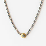 Round Rose Cut Black Diamond Curbed Link Necklace