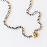 Round Rose Cut Salt and Pepper Diamond Curbed Link Necklace