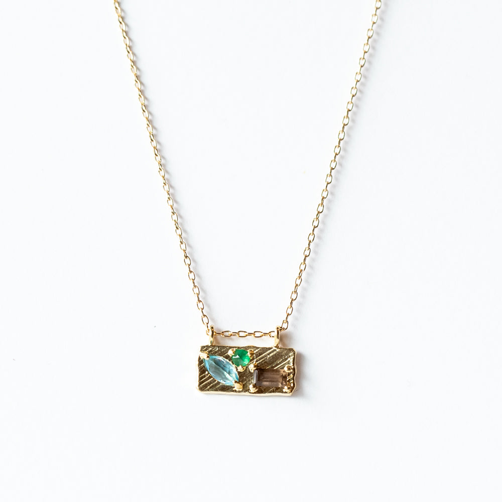Small Topaz and Emerald Collage Necklace