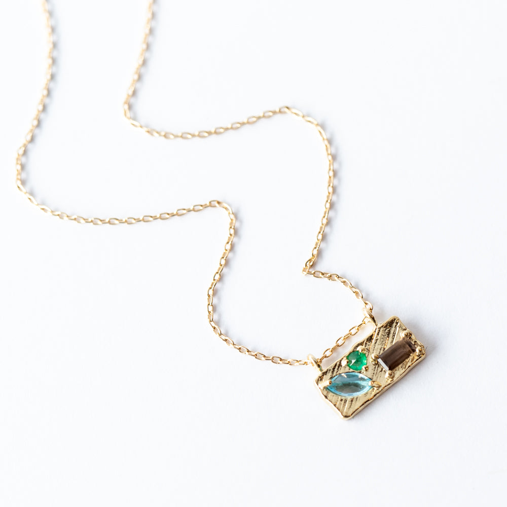 Small Topaz and Emerald Collage Necklace