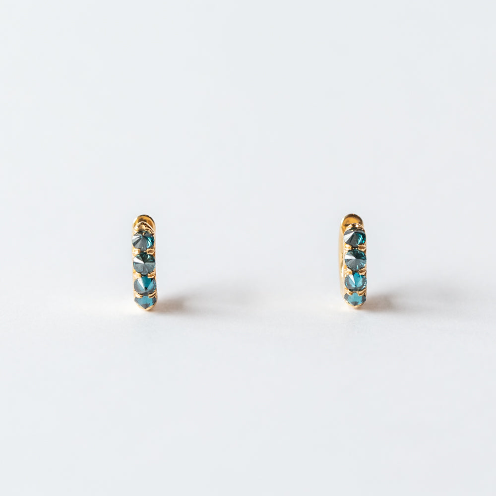 Barbed Blue Diamond Huggie Hoop Earrings