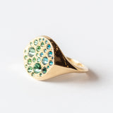 Barbed Blue and Green Diamond Signet Ring