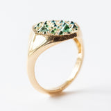 Barbed Blue and Green Diamond Signet Ring