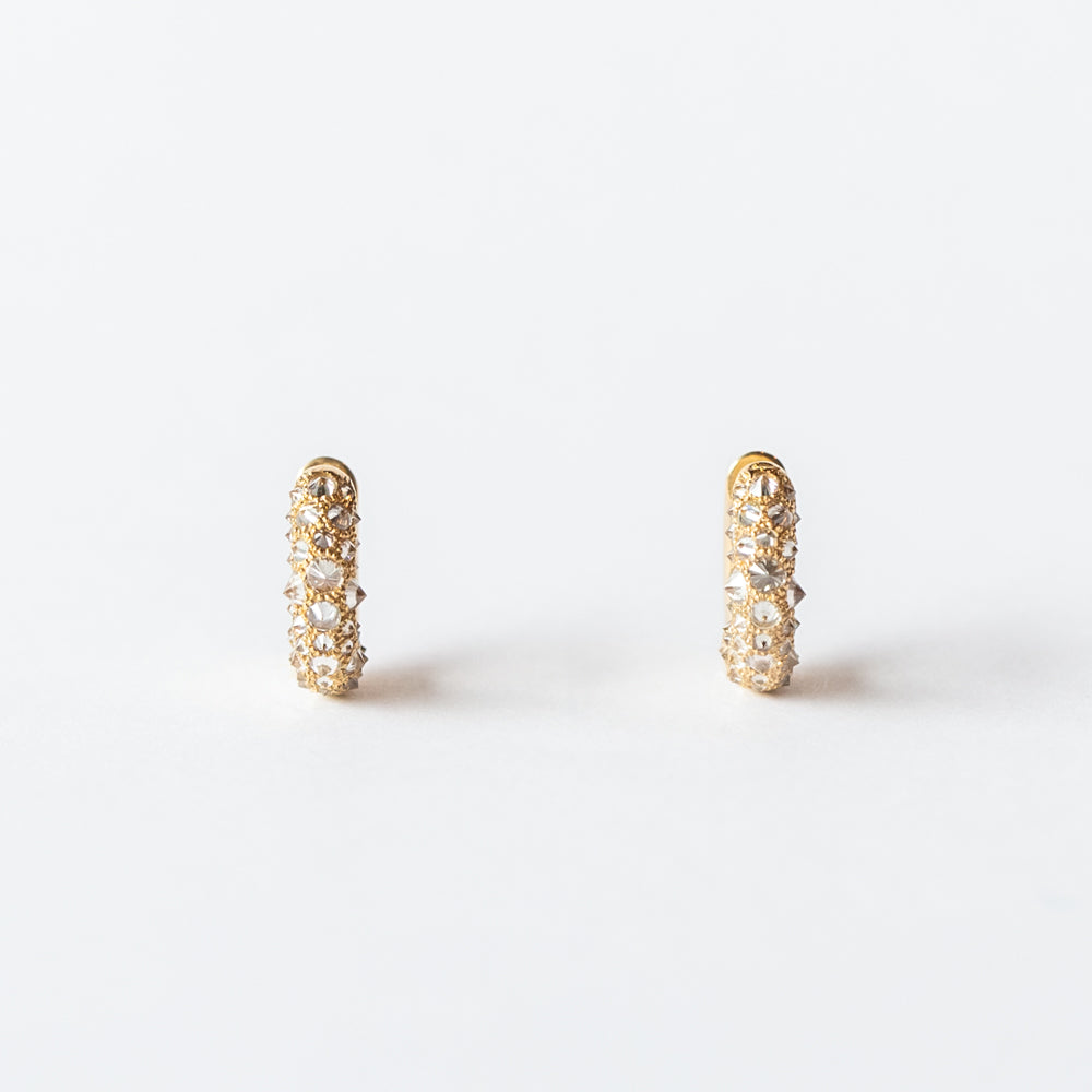 Barbed Diamond Huggie Hoop Earrings