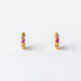 Mixed Sapphire Barbed Huggie Hoop Earrings