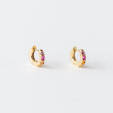 Mixed Sapphire Barbed Huggie Hoop Earrings