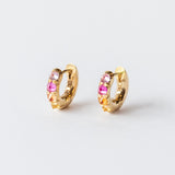 Mixed Sapphire Barbed Huggie Hoop Earrings