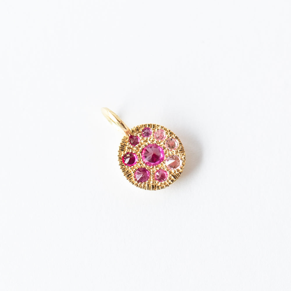 Mini Barbed Ruby and Pink Sapphire Disc Charm