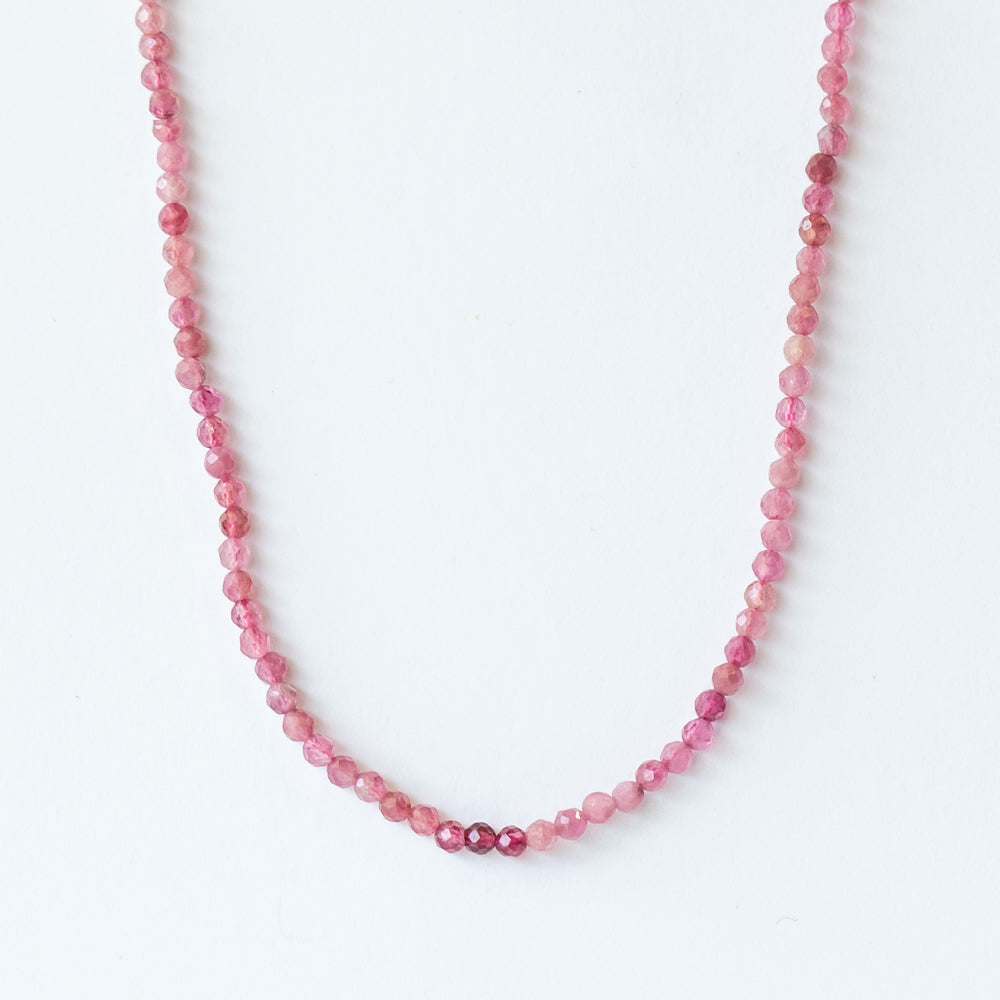 Petite Pink Tourmaline Beaded Necklace