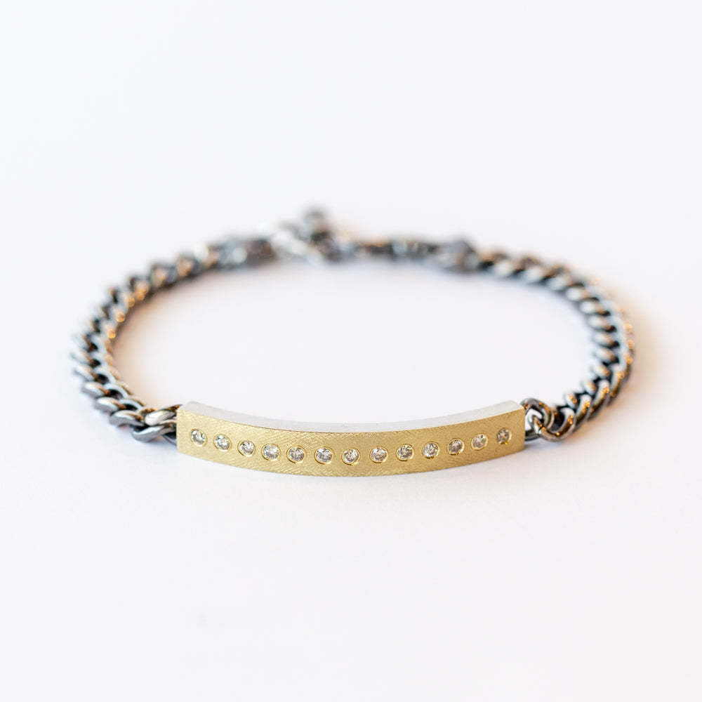 Diana 6mm Champagne Diamond ID Bar Chain Bracelet