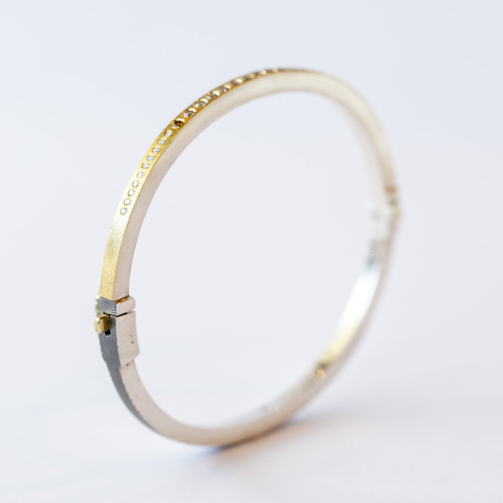 Laura Lux 2.5mm White and Champagne Diamond Bangle