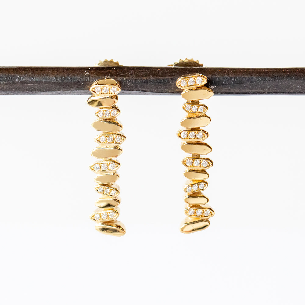 Half-Pavé Diamond Drop Earrings