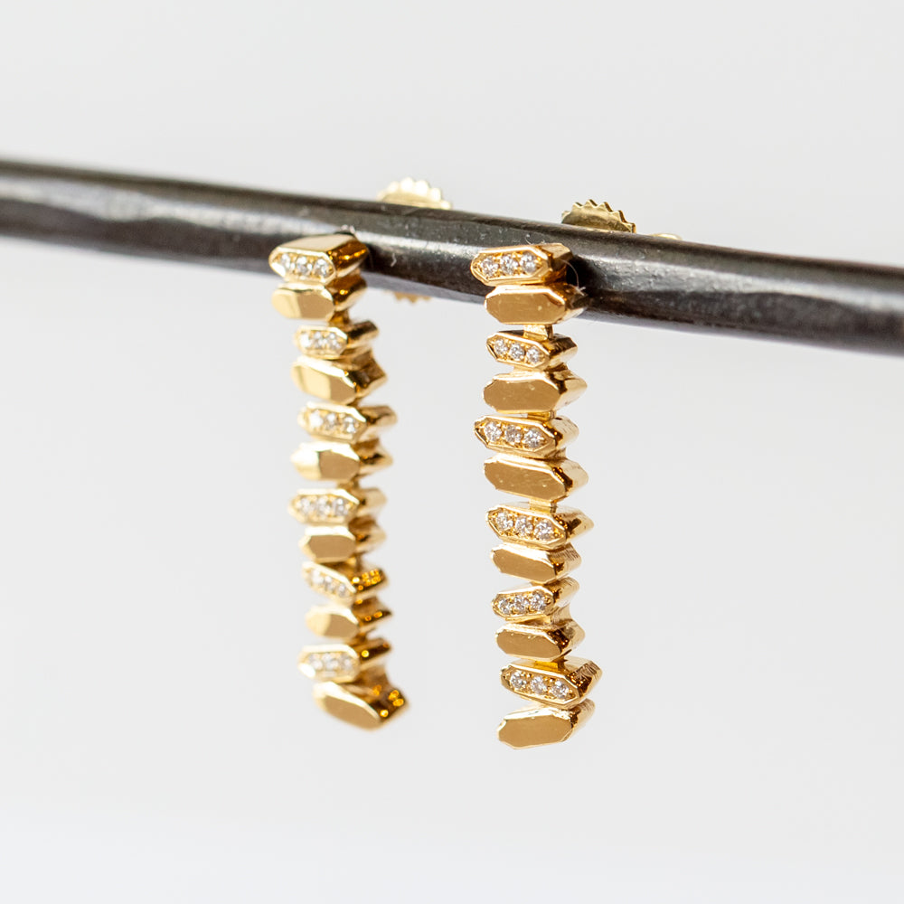 Half-Pavé Diamond Drop Earrings