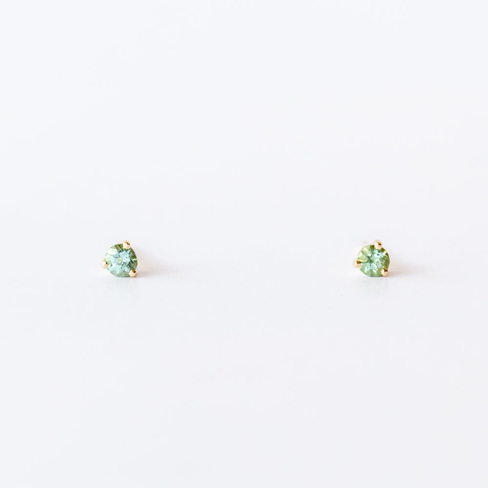 Medium Round Teal Sapphire Stud Earrings