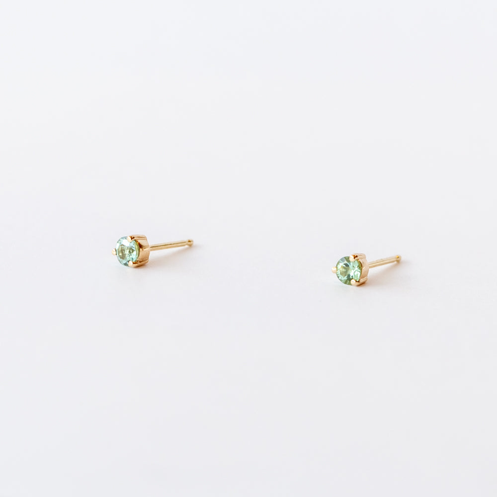 Medium Round Teal Sapphire Stud Earrings