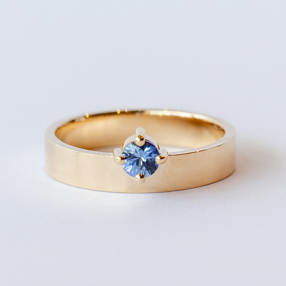 Small Round Light Blue Sapphire Monolith Ring