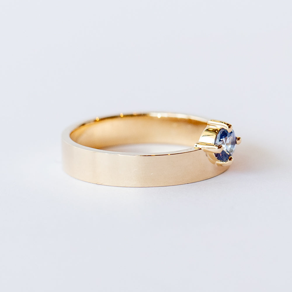 Small Round Light Blue Sapphire Monolith Ring