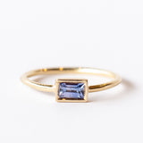 Bi-Color Purple-Blue Sapphire Baguette Tablet Ring
