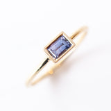Bi-Color Purple-Blue Sapphire Baguette Tablet Ring
