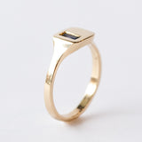 Frame Signet Ring with Baguette Bicolor Sapphire