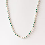 Seed Pearl Necklace on Dark Green Thread