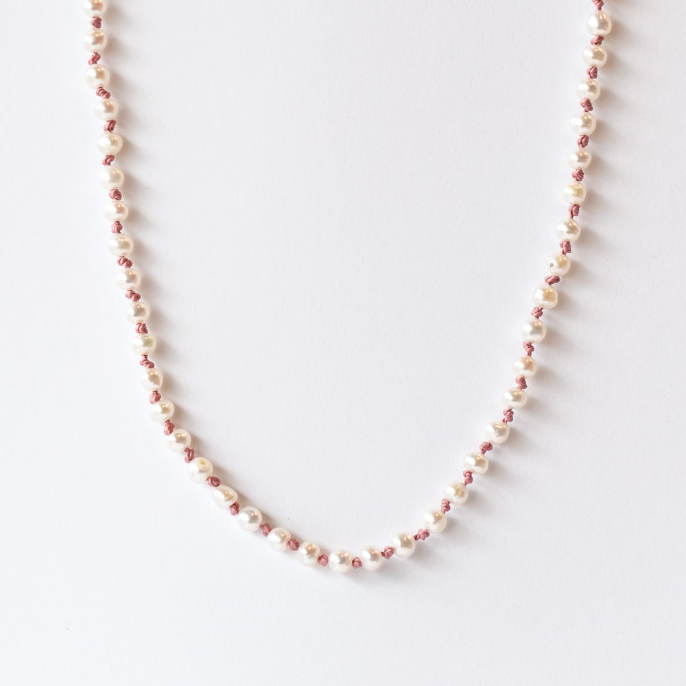 Seed Pearl Necklace on Pink Thread