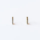 French Pave Black Diamond Huggie Hoop Earrings