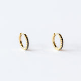 French Pave Black Diamond Huggie Hoop Earrings