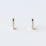 French Pave Diamond Huggie Hoop Earrings