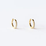 French Pave Diamond Huggie Hoop Earrings