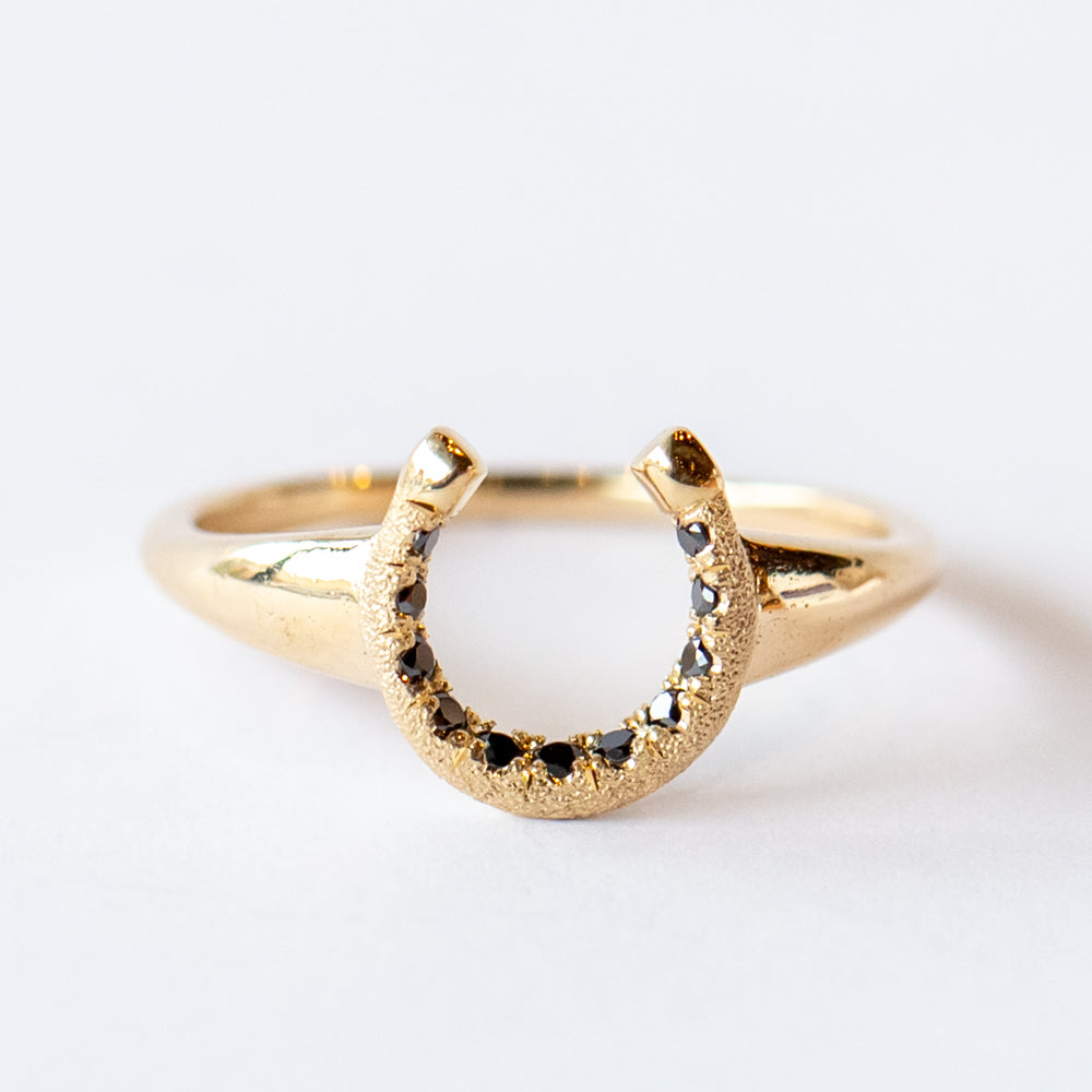 Little Luck Black Diamond Horseshoe Ring