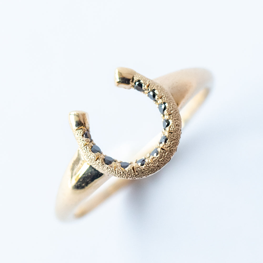 Little Luck Black Diamond Horseshoe Ring